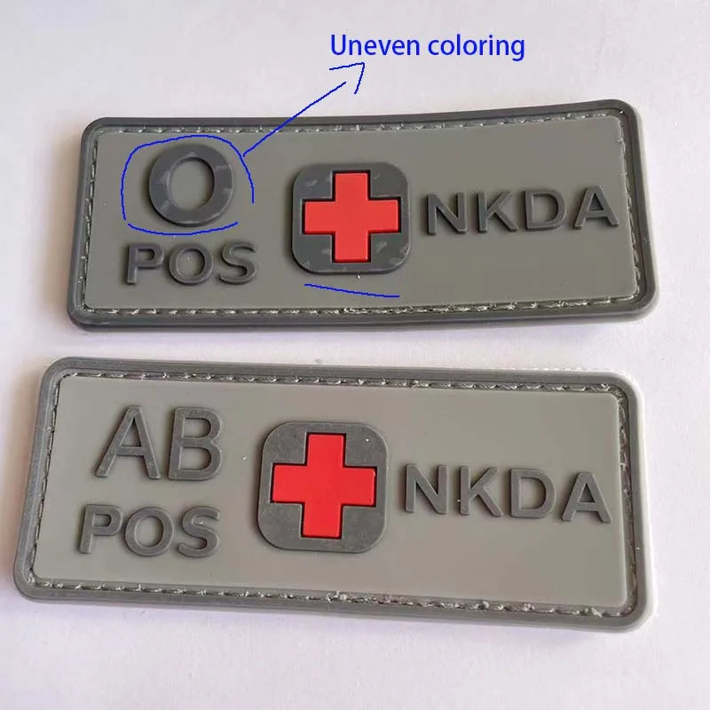 Insignias de PVC tipo sangre A/B/AB/O y POS NKDA