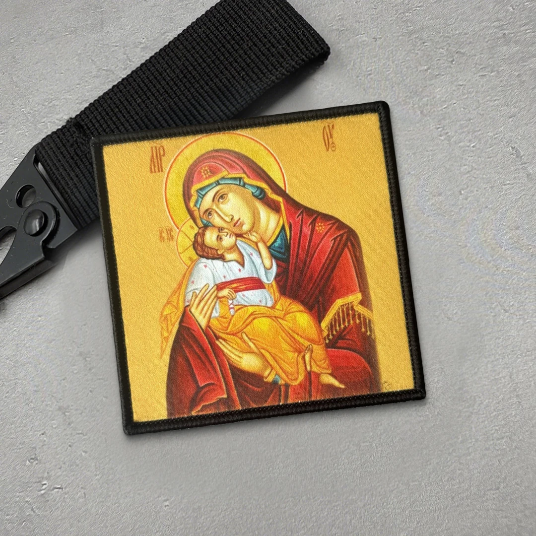Parche bordado Virgen María y Jesús ortodoxo oriental para mochila - imagen 2