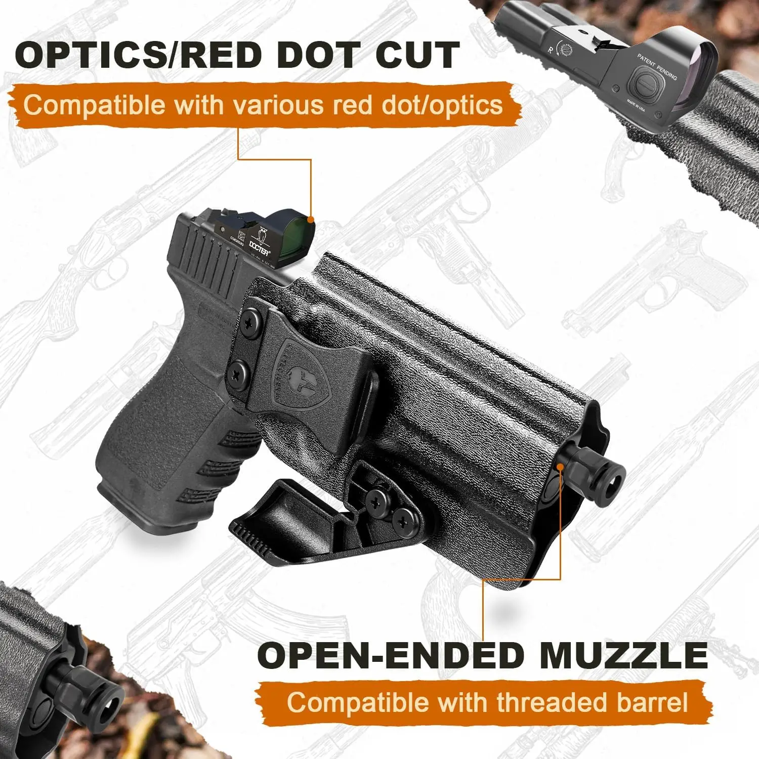 Funda Kydex IWB Glock 20/21/22 – Retención ajustable diestra - imagen 5