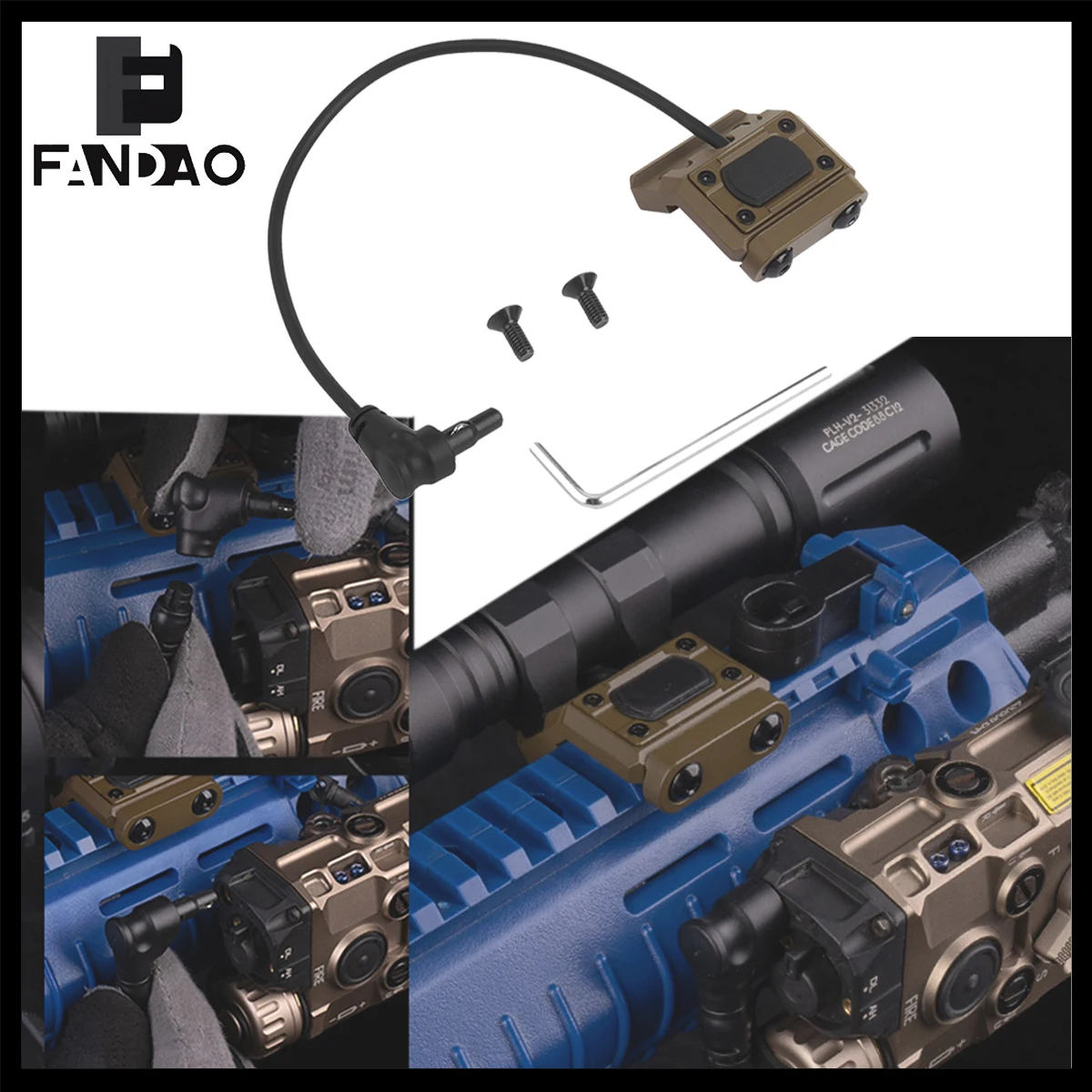 Interruptor táctico Mteal lateral remoto para linterna Airsoft - imagen 3