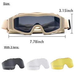 Gafas Tácticas Airsoft Lentes Intercambiables Viento Polvo Tiro