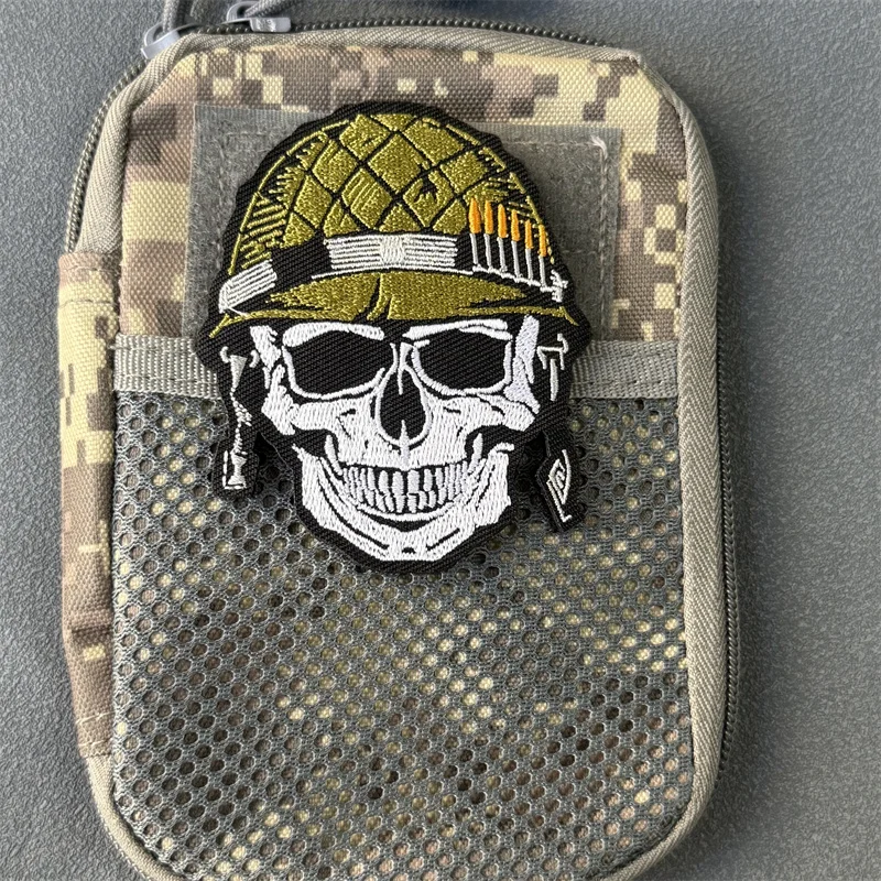 Parche táctico calavera soldado con gancho y bucle, insignia moral
