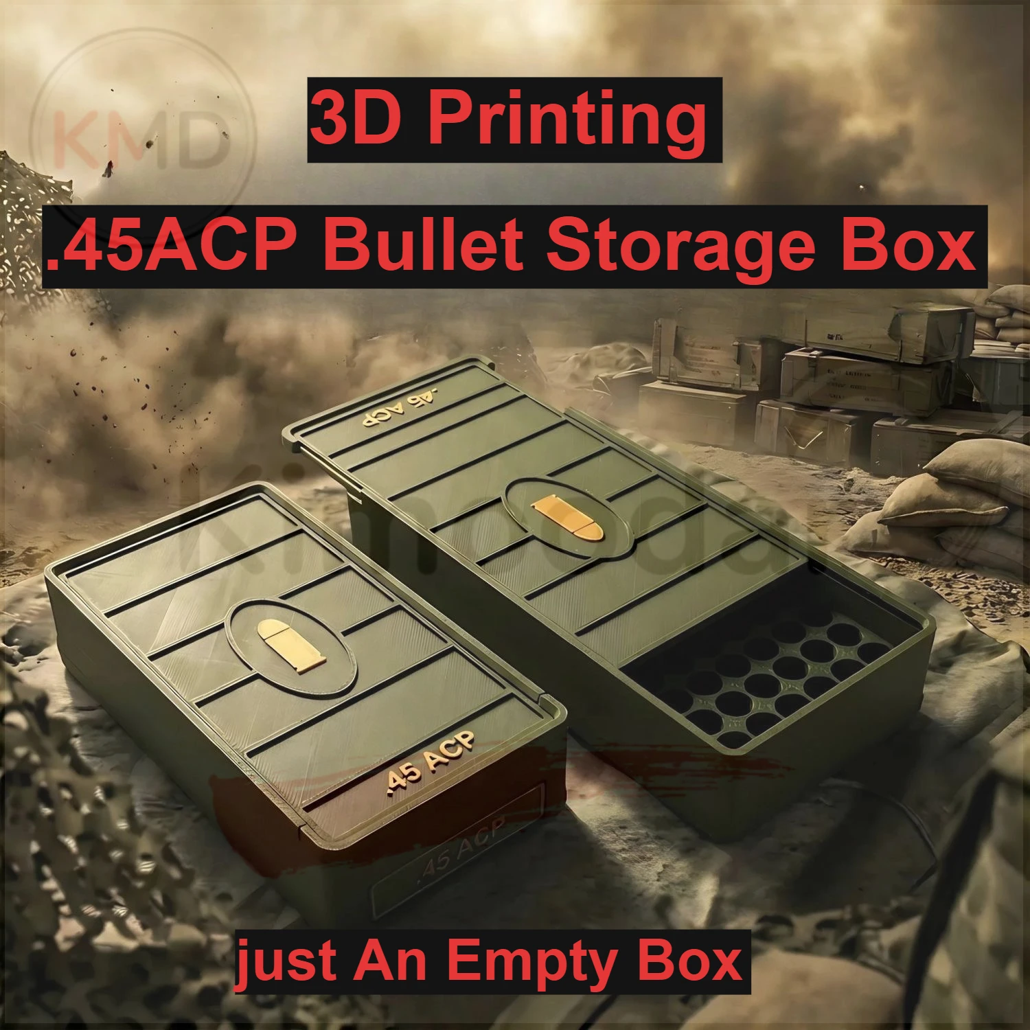 Caja almacenamiento balas 45ACP impresión 3D táctica sobremesa - imagen 2