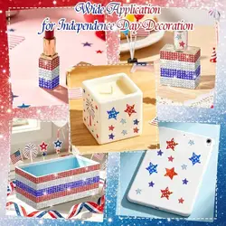 Cinta adhesiva diamantes imitación rojo, blanco y azul – Estrellas
