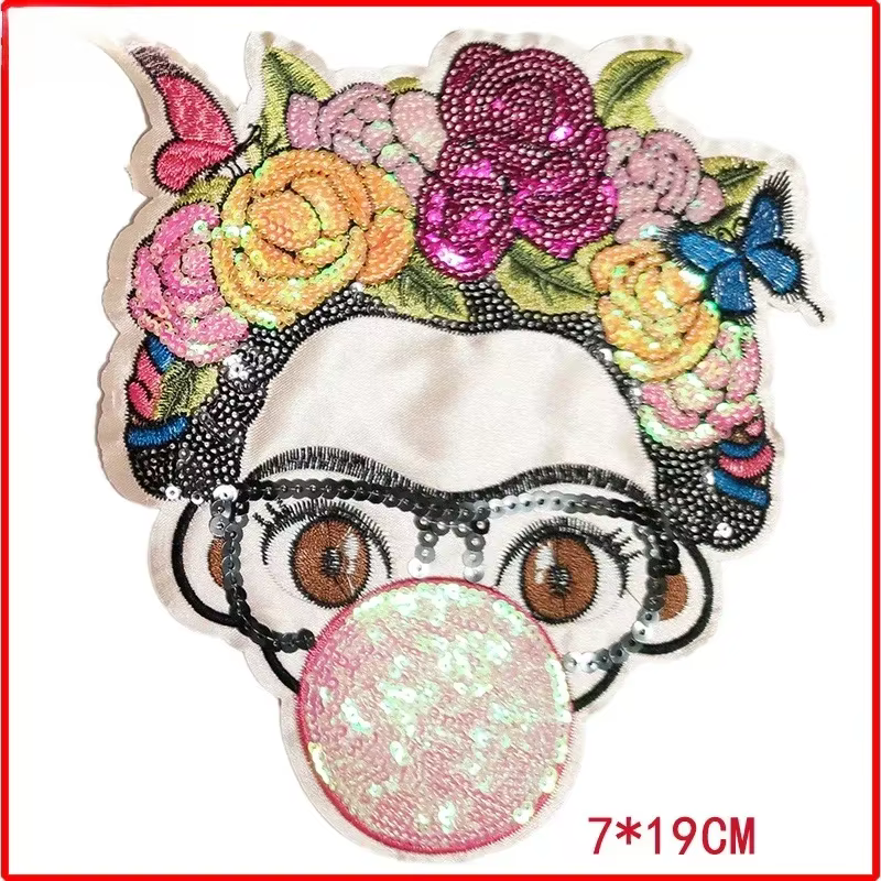Parche bordado lentejuelas flores – Para coser o planchar - imagen 5