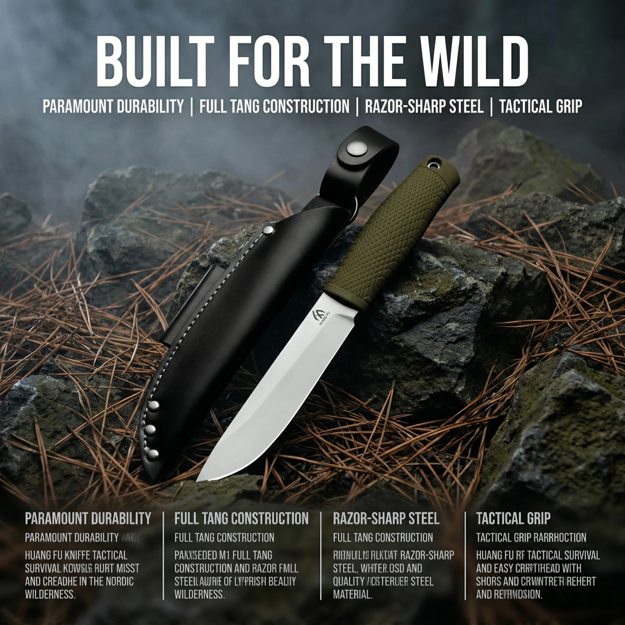 Cuchillo táctico con mango G10 y funda, herramienta multifunción - imagen 4