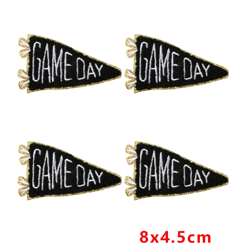 Parche termoadhesivo chenilla diseño bandera bordado dorado - imagen 2