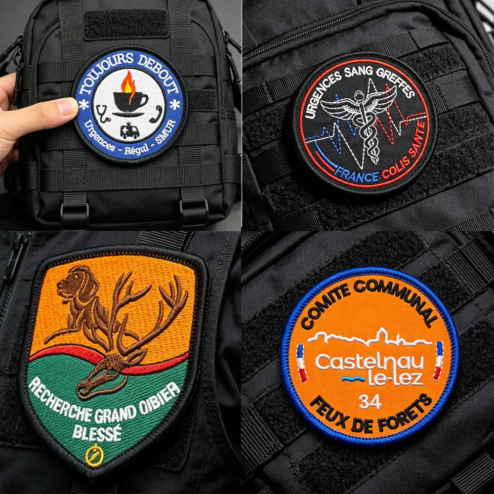 Parche bordado FR punk biker con velcro gancho para chaqueta - imagen 4