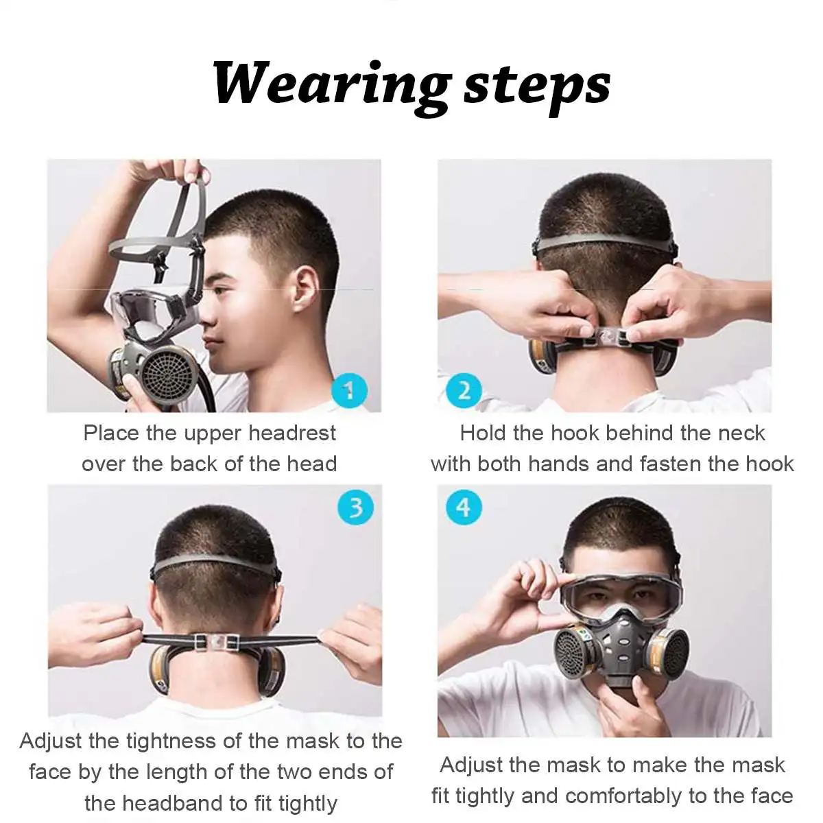 Respirador de media cara con gafas - proteccion polvo y bacterias