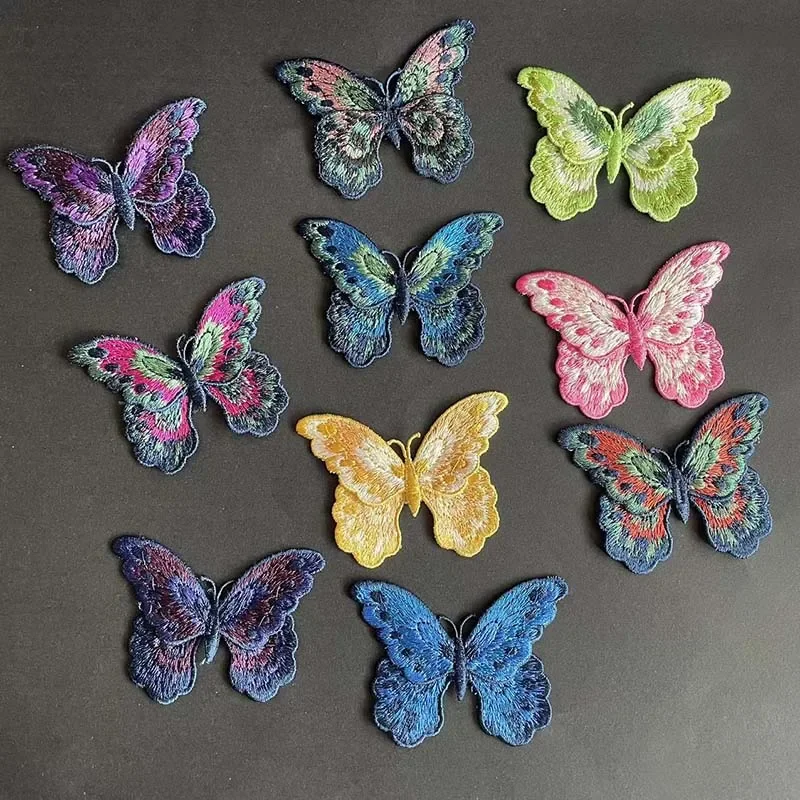 Parche bordado soluble en agua mariposa doble capa retro para ropa - imagen 5