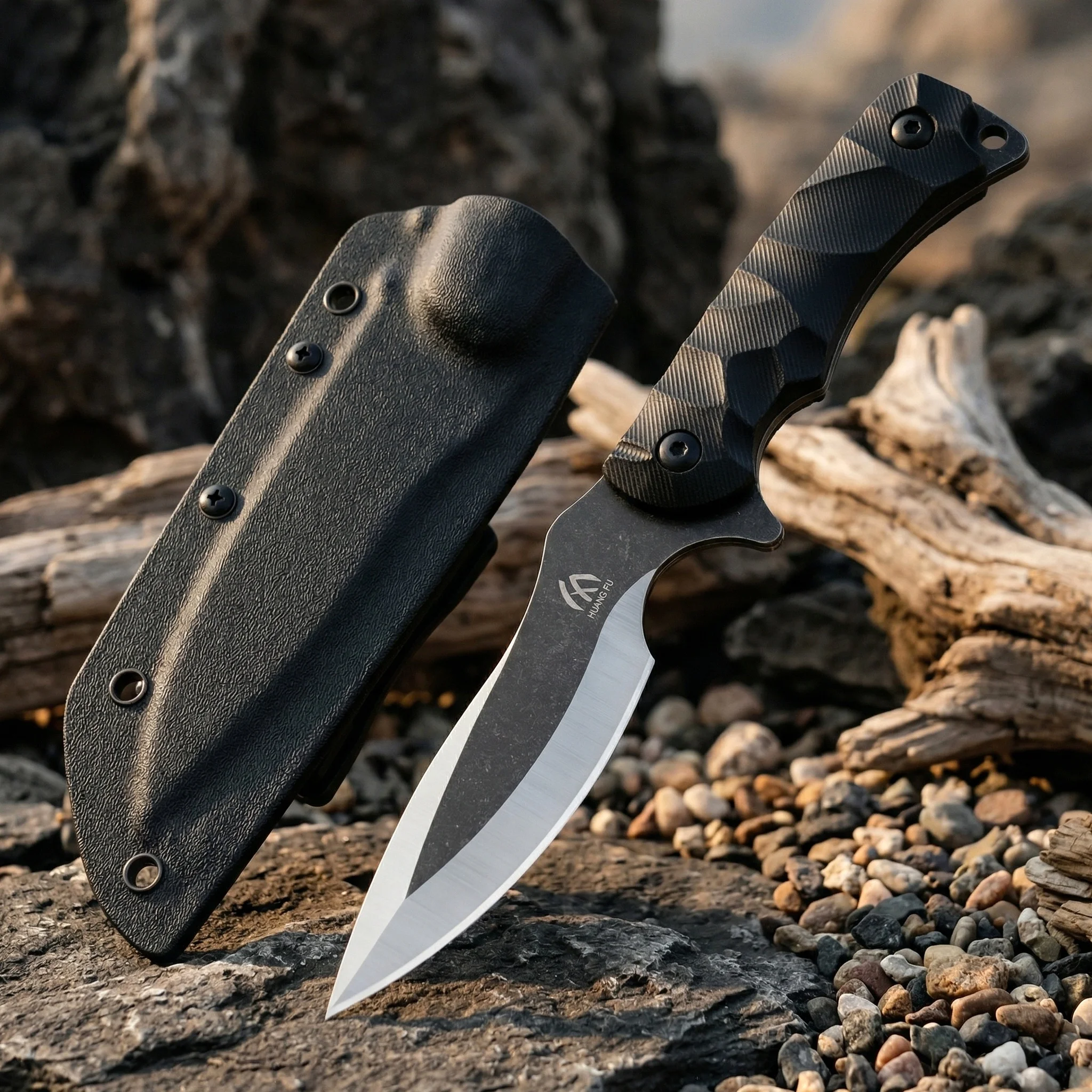 Cuchillo táctico con mango G10 y funda, multiusos aire libre - imagen 3
