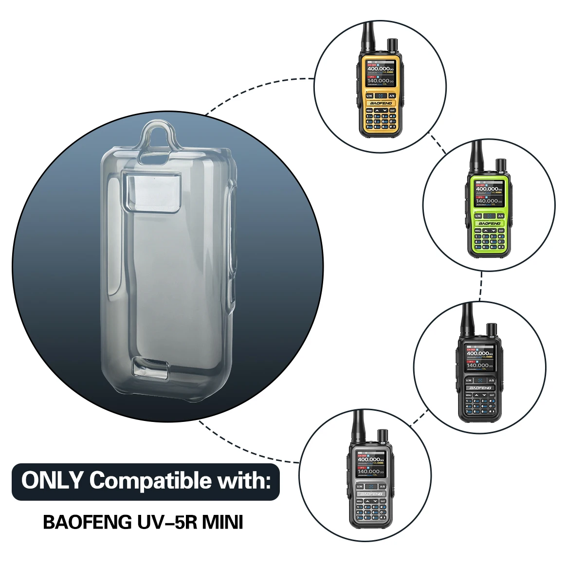 Cubierta protectora TPU transparente ABBREE para emisora Baofeng UV-5R - imagen 2