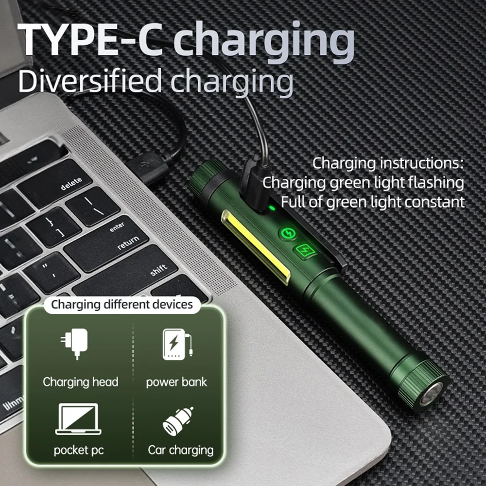 Linterna táctica COB recargable USB alto brillo para emergencia - imagen 5
