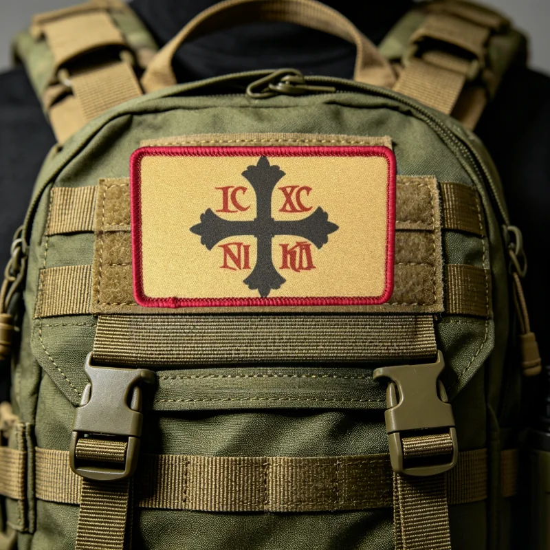 Parche táctico cruz estampada con velcro para chaleco y mochila - imagen 2