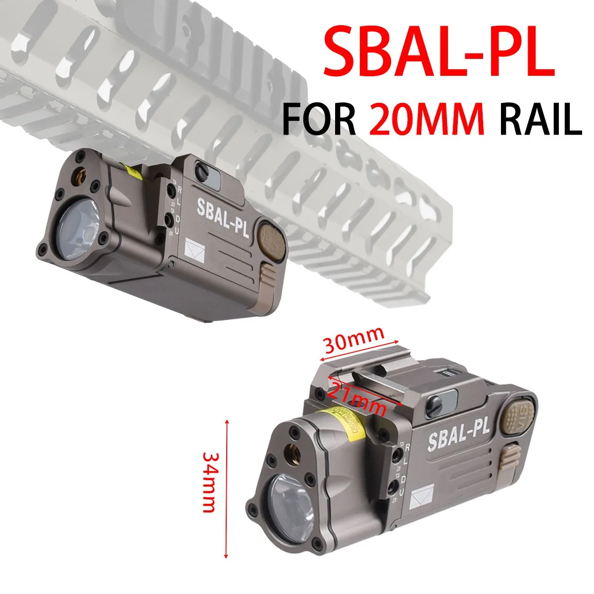 SBAL-PL Linterna táctica para pistola con láser verde, rojo e IR - imagen 3
