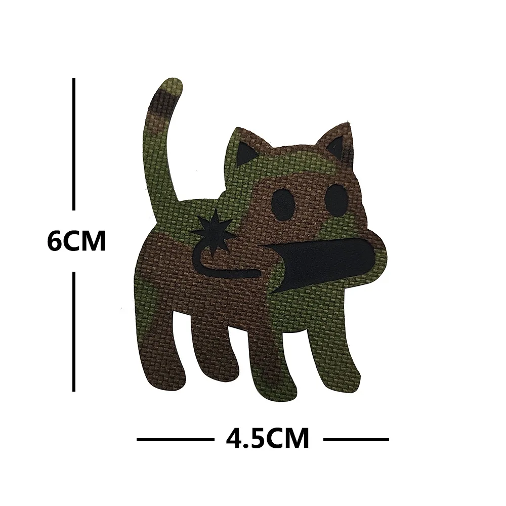 Parche reflectante con insignia de gato - gancho y bucle para mochila