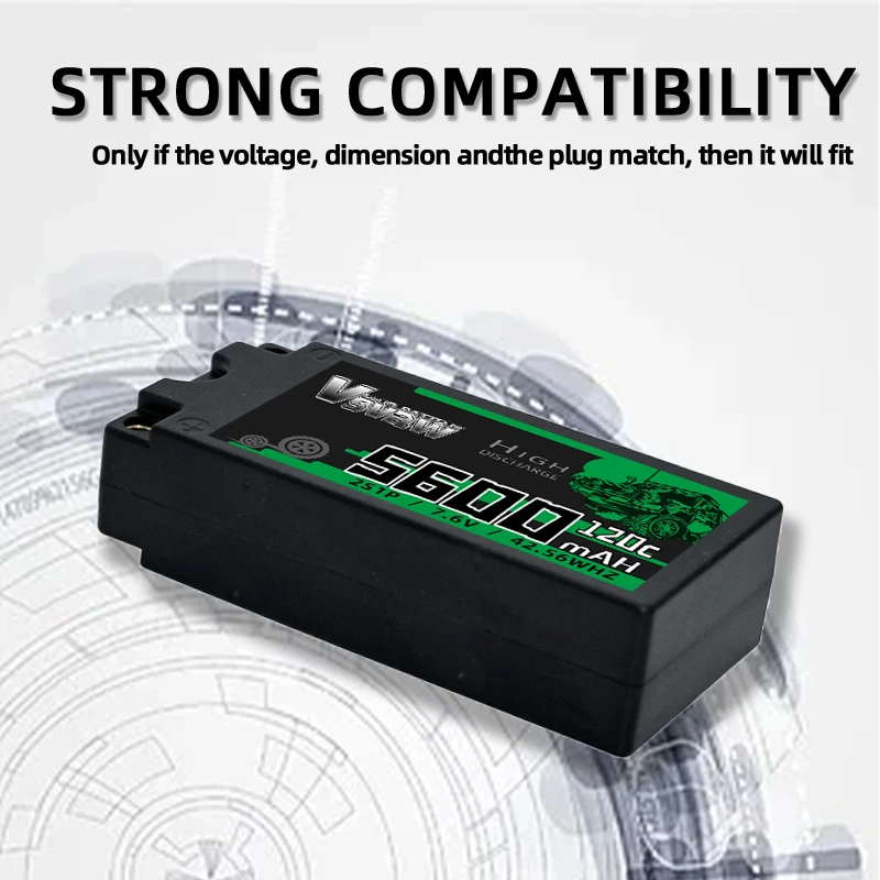 VSVAW batería LiPo HV carcasa rígida conector Deans para RC - imagen 3