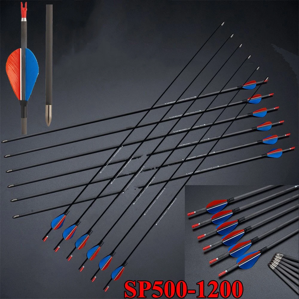 Flechas de carbono para arco compuesto y recurvo con plumas de pavo - imagen 5