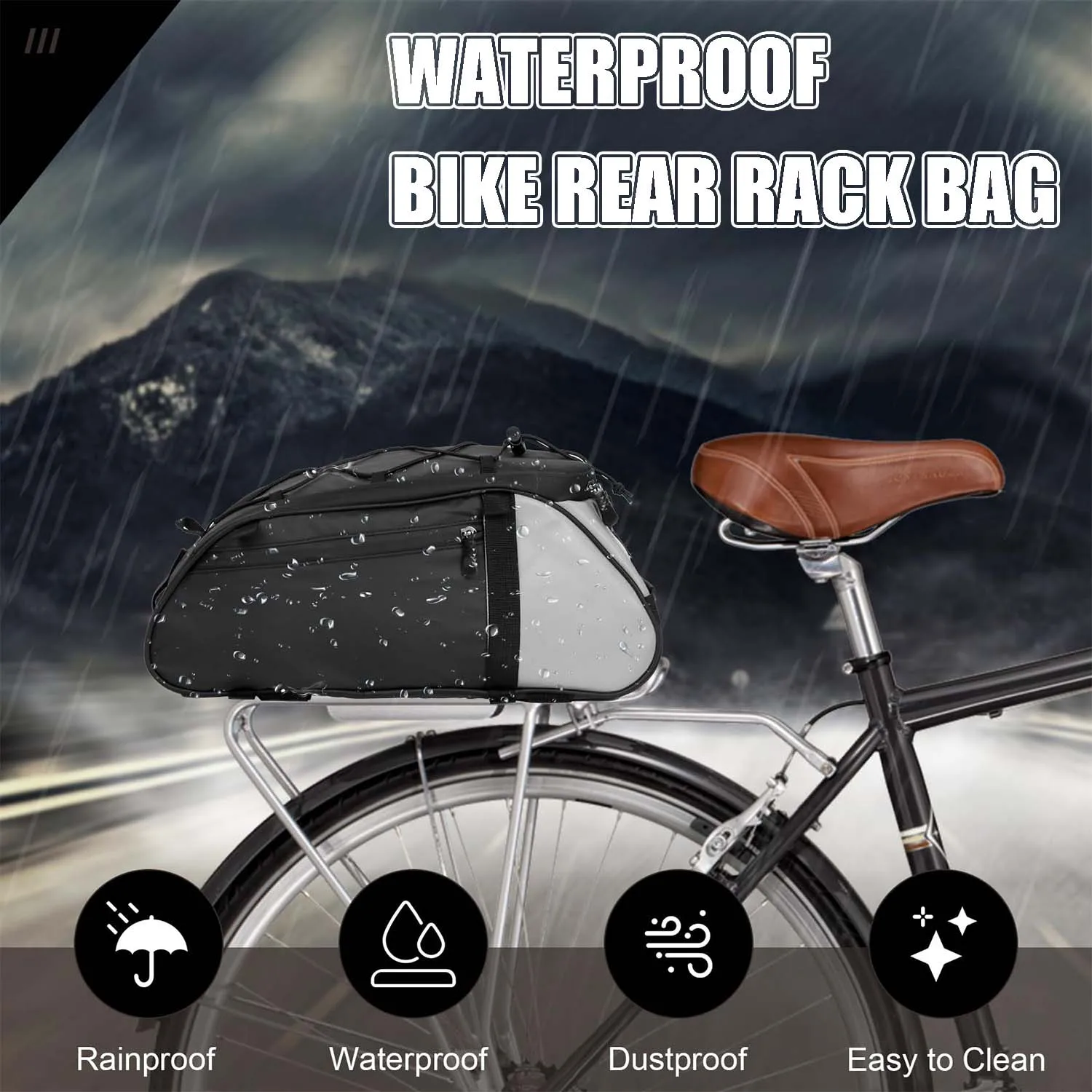 Bolsa impermeable para bicicleta trasera con correa hombro - imagen 2