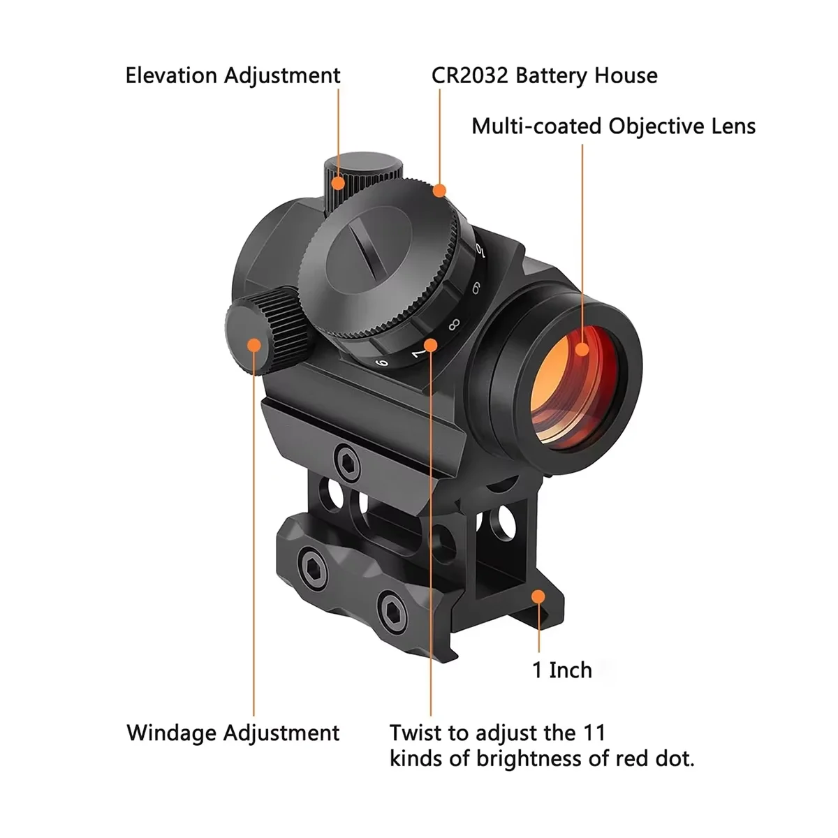 Mira táctica reflex roja en Picatinny/Weaver para airsoft y caza - imagen 4