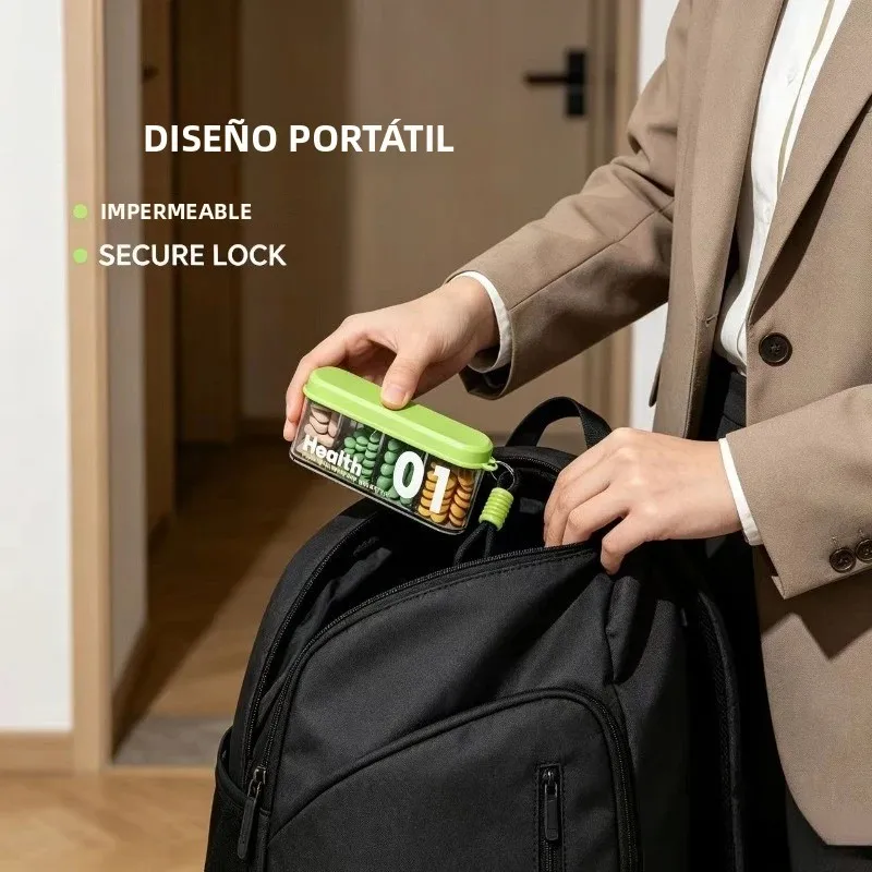 Pastillero portátil mini para control diario de dosis y comidas - imagen 3