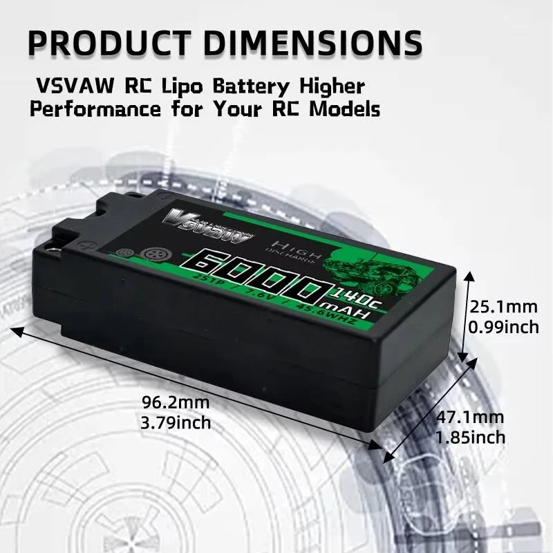 Batería Lipo TERFPV VSVAW 2S junto a su estuche rígido
