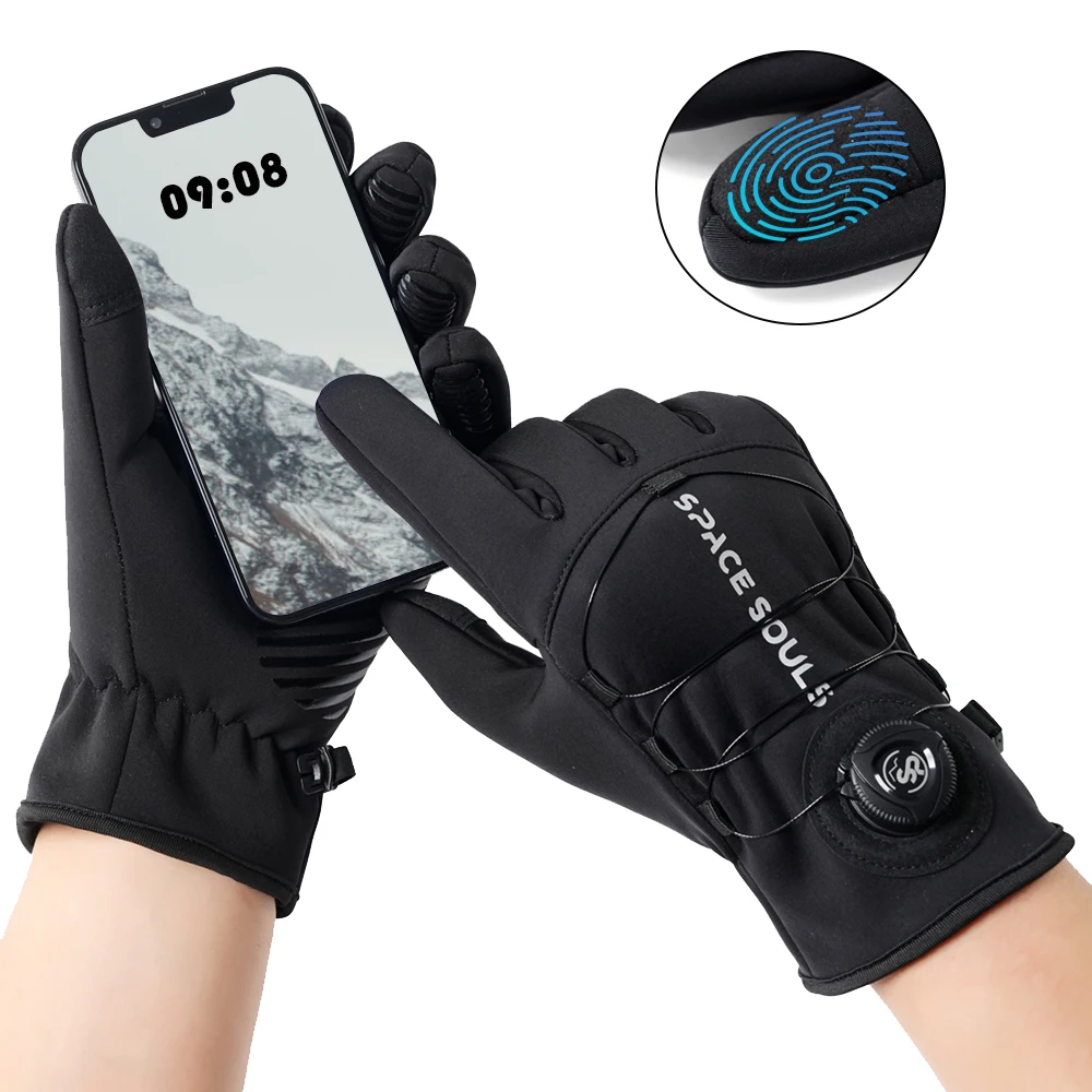 Guantes ciclismo invierno a prueba de viento con pantalla táctil