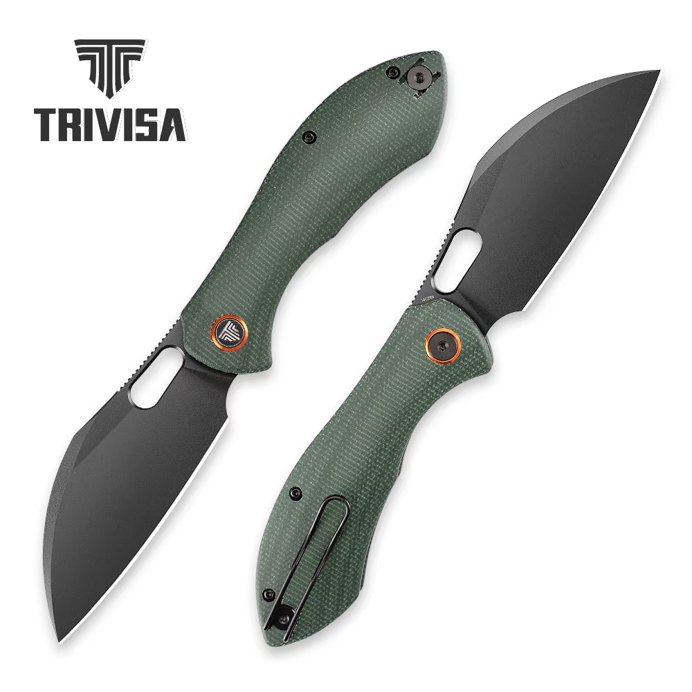 TRIVISA cuchillo plegable Micarta, bolsillo EDC, acero robusto