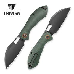 TRIVISA cuchillo plegable Micarta, bolsillo EDC, acero robusto