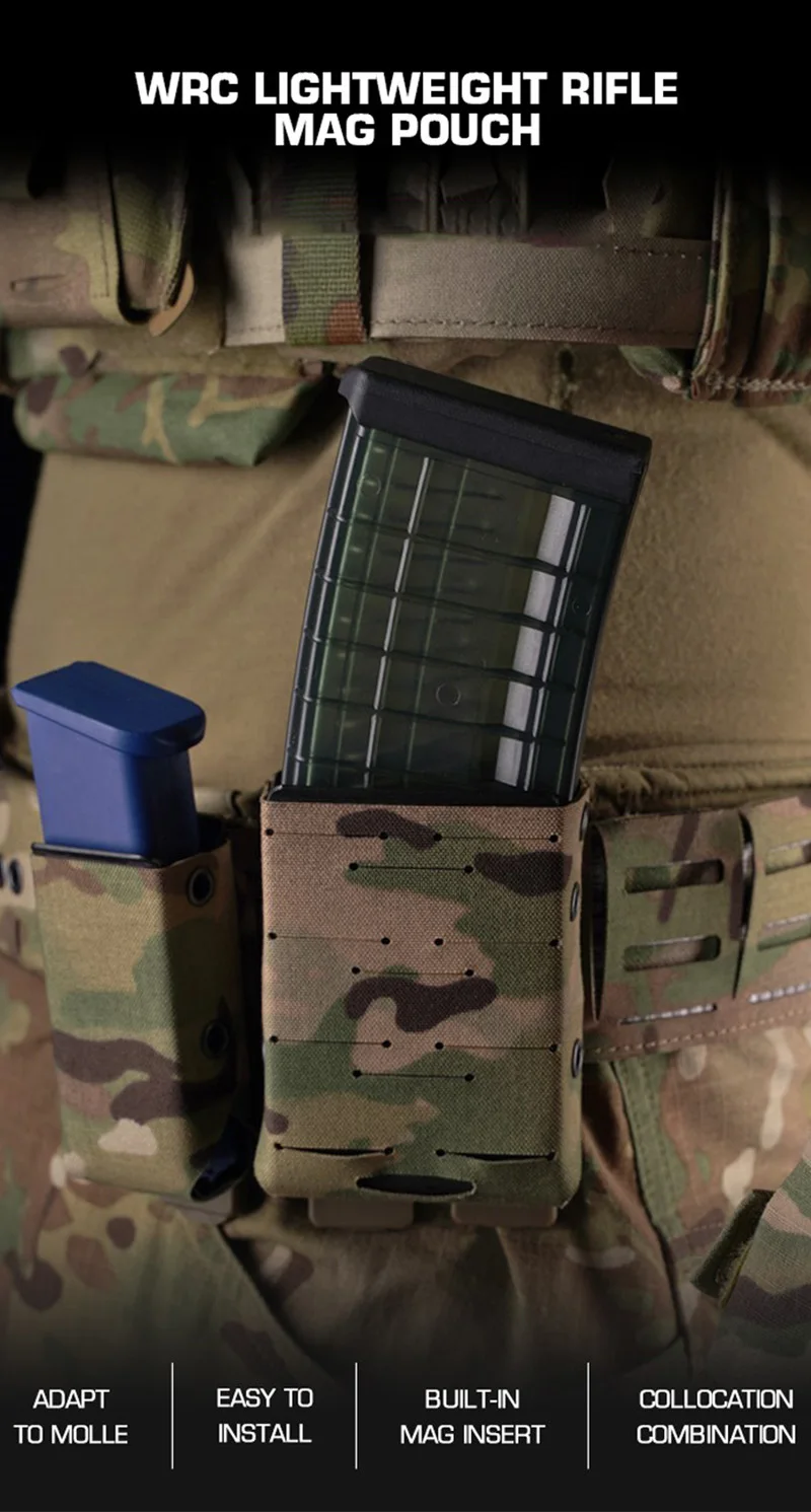 Vista frontal de la bolsa OPHIDIAN Molle ligero con cargador insertado