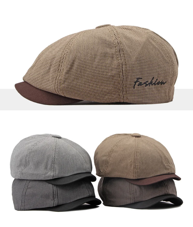 Gorra tipo newsboy octogonal de algodón