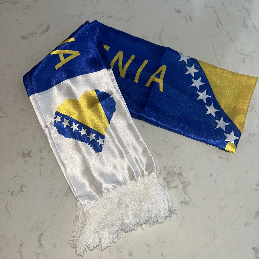 Bufanda bandera Bosnia y Herzegovina satén doble para fútbol - imagen 3