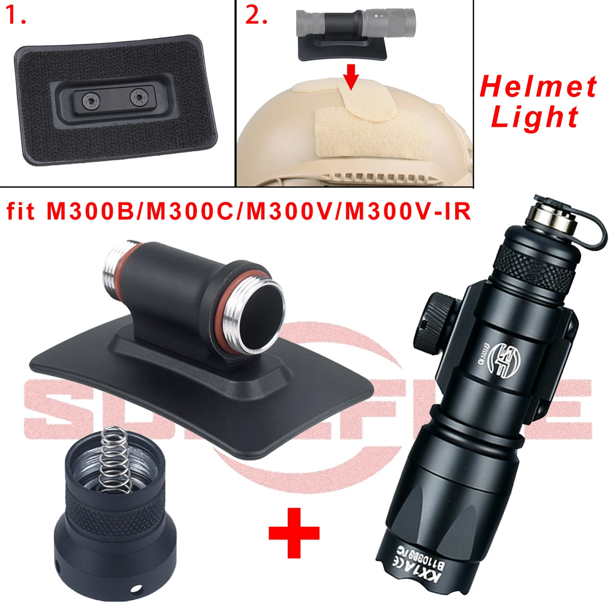 Luz táctica para casco M300 de aluminio, montaje rápido - imagen 4