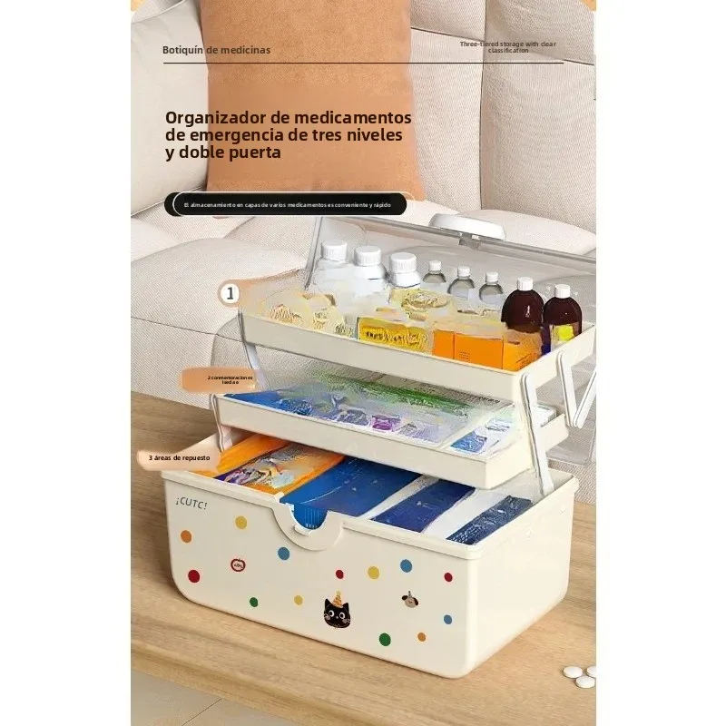 Caja de primeros auxilios transparente multicapa portátil con tapa - imagen 4