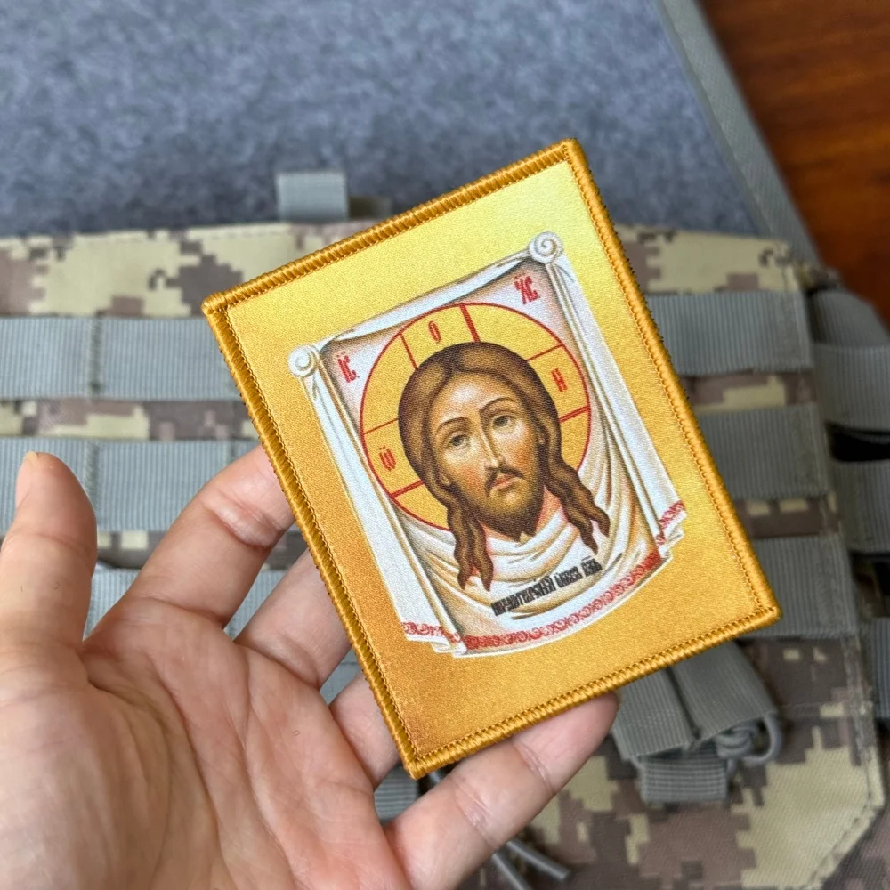 Parche táctico ortodoxo Jesús con gancho y bucle para ropa - imagen 5