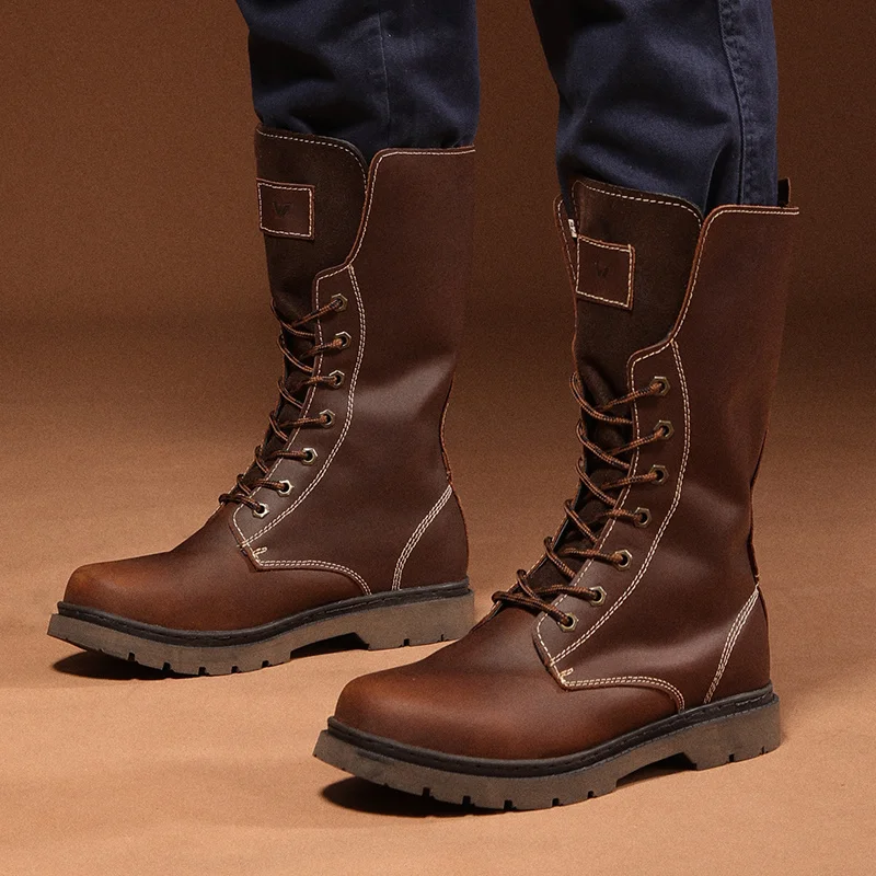 Botas de combate impermeables cuero vacuno – Calzado táctico caña alta - imagen 5