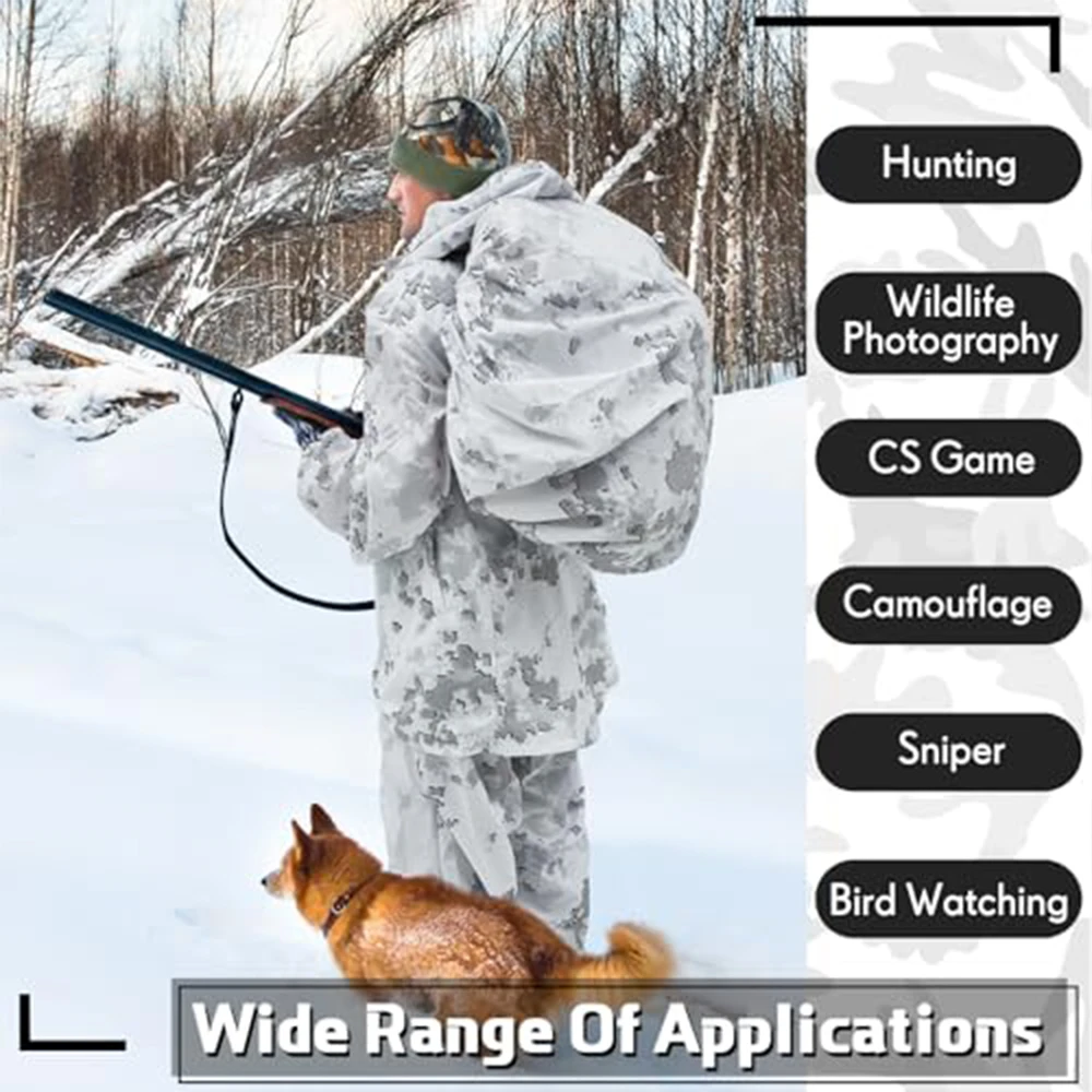 Traje Ghillie táctico de nieve de invierno con chaqueta y pantalón - imagen 4
