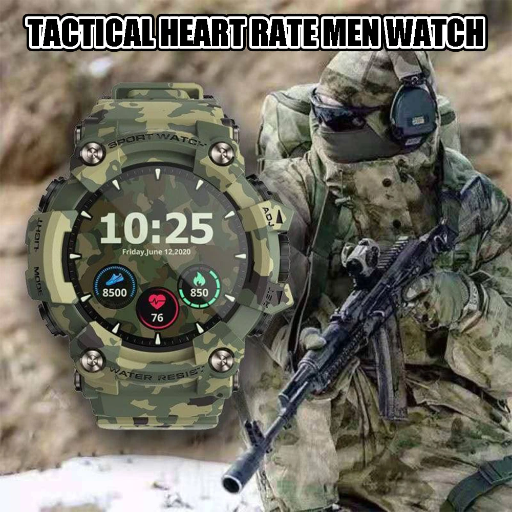 Reloj táctico deportivo IP68 con frecuencia cardiaca y presión arterial