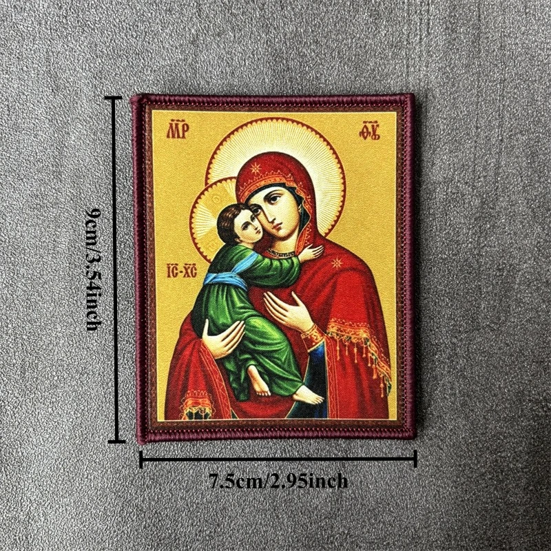 Parche táctico bordado Virgen María con velcro para ropa - imagen 2