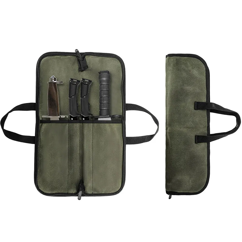 Estuche enrollable táctica de cuchillos en lona encerada con ranuras - imagen 5