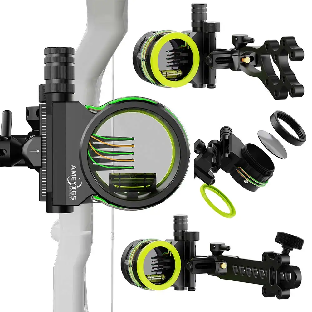 AMES2 mira de arco compuesto con fibra óptica CNC ajustable para caza
