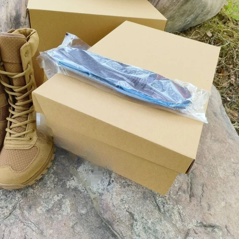 Botas tácticas de combate cuero marrón transpirable con cierre lateral - imagen 5