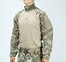 Camisa táctica camuflaje negro para hombre, combate airsoft caza