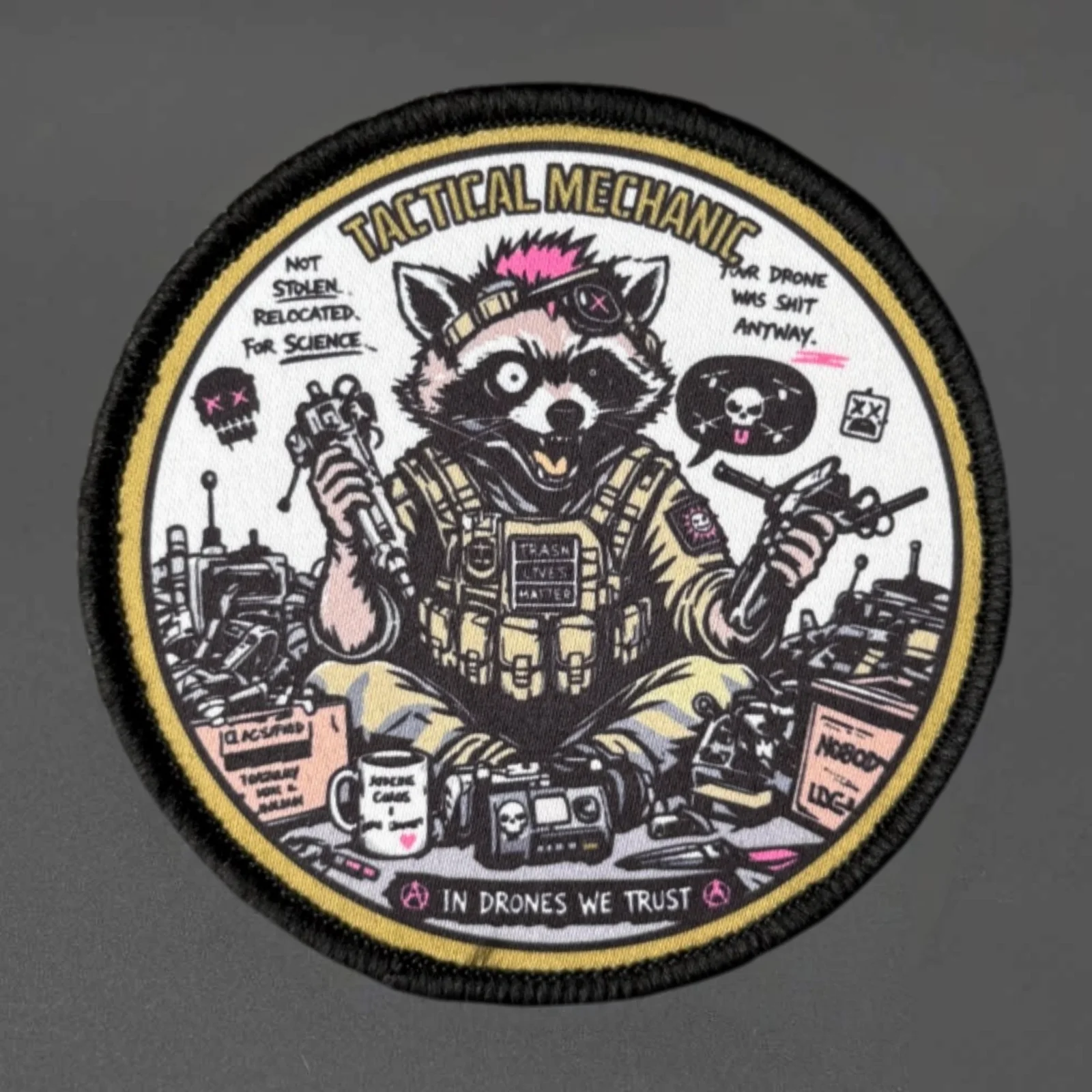 DroneTactical Parche táctico Mapache Mecánico con gancho y bucle - imagen 3