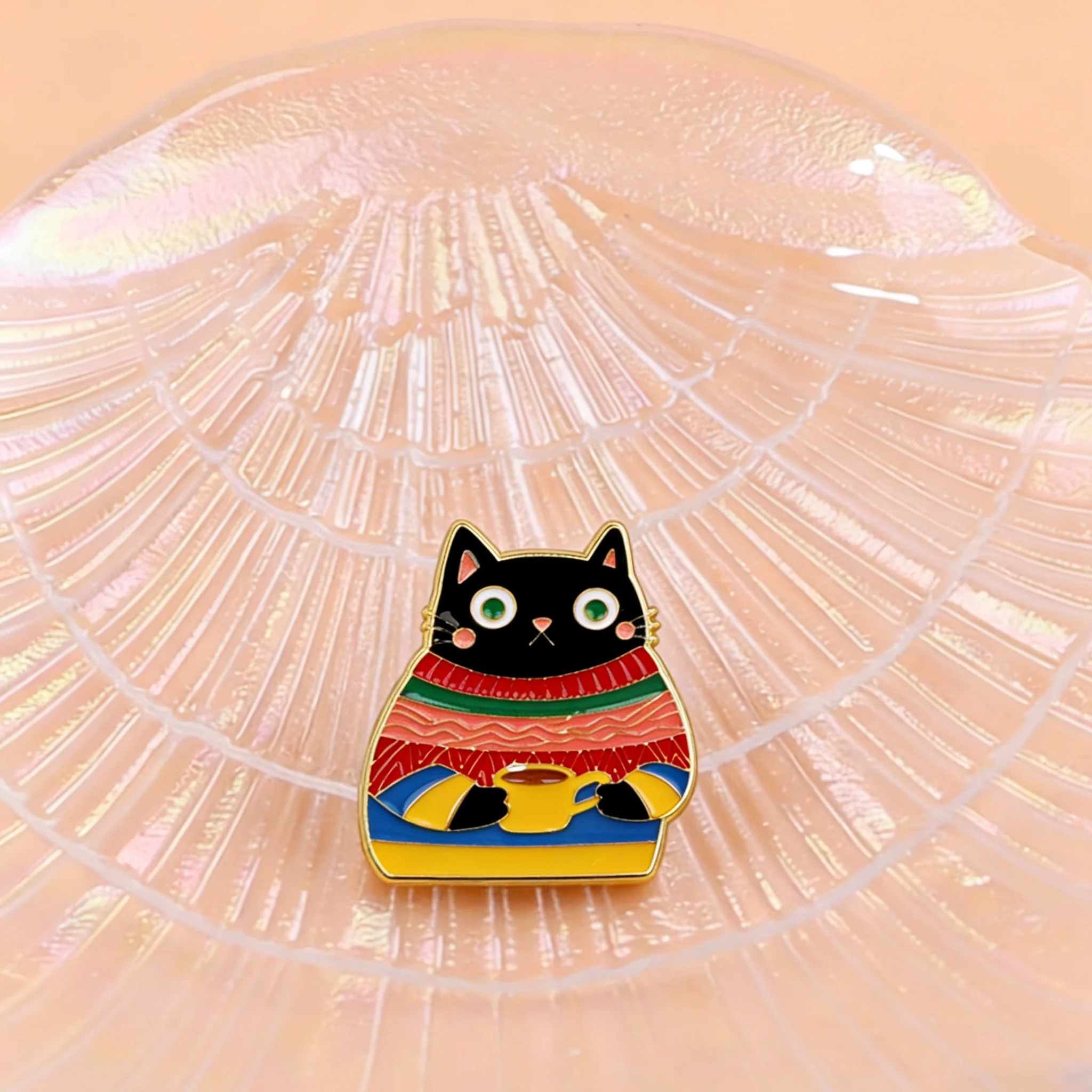Broche metálico de gatito negro esmaltado para solapa y ropa - imagen 5