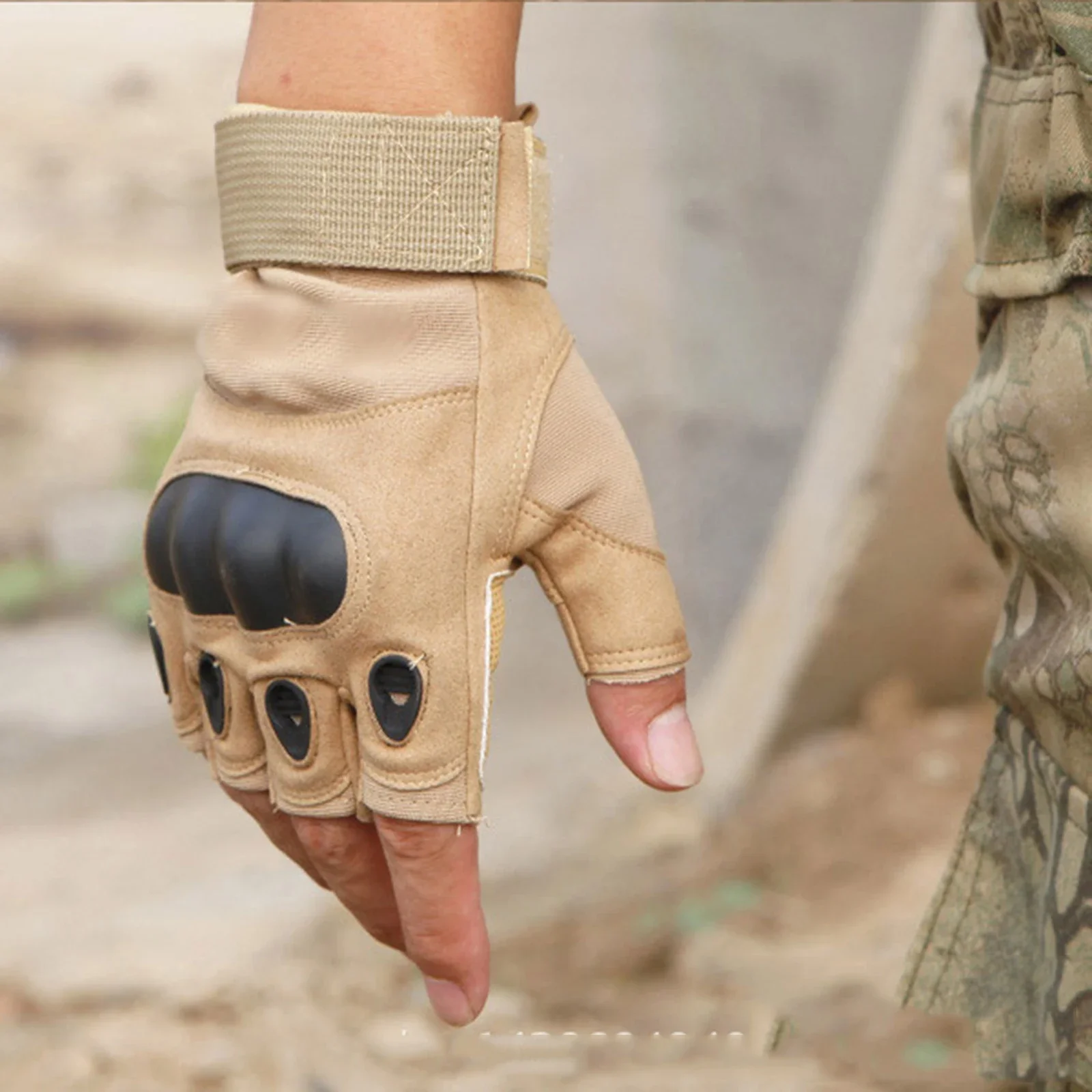 Guantes tácticos medio dedo para exteriores: tiro caza y moto - imagen 2
