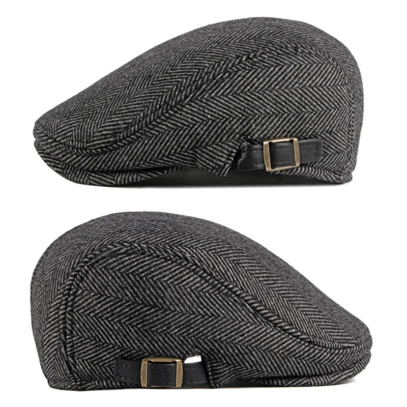 Gorra estilo Newsboy en sargaespiga para invierno - imagen 3