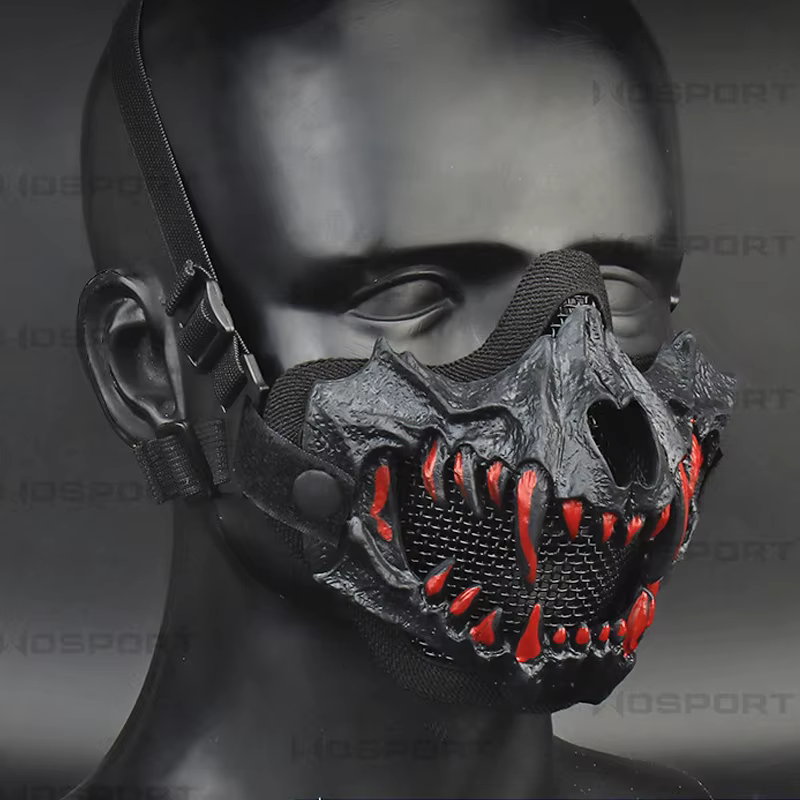 Máscara táctica ajustable media cara airsoft de malla acero - imagen 4