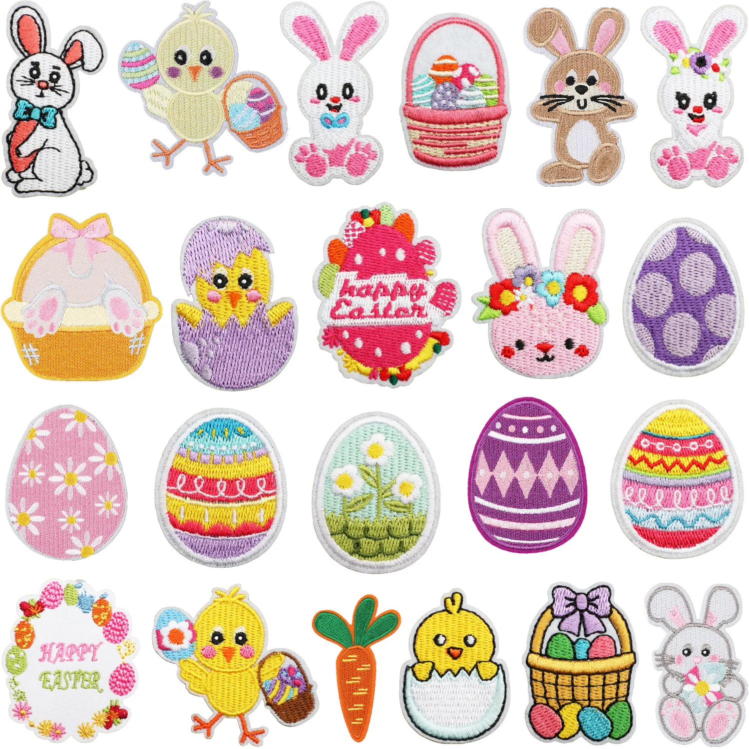 Parches de Pascua con motivos bordados
