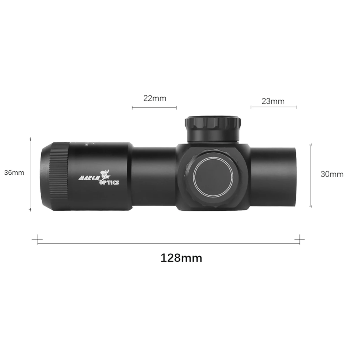 March HT 3X28IR – Mira telescópica compacta con retícula iluminada